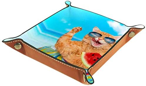 Bandejas de mesa do escritório de Muooum, Cat Eats Watermelon Sea, Bandeja de Bandejas de Couro Caixas de Soragem Pequenas Bandejas