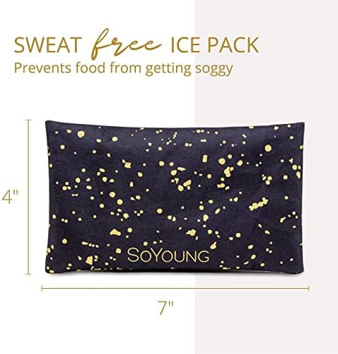 Soyoung Paper preto e dourado pacote de Poche & Ice Pack Poche | Lancheira elegante e isolada moderna para mulheres | Máquina lavável