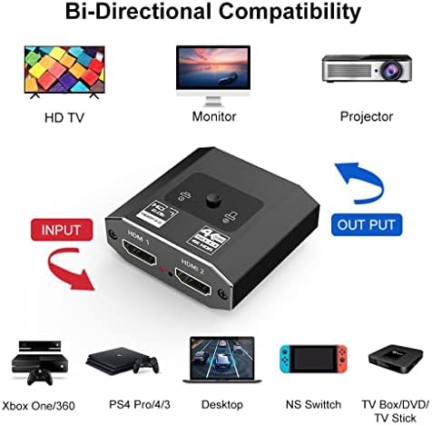 N/A HDMI Switcher 4K HDMI Splitter Bi-Direcção 1x2/2x1 Adaptador HDMI Switch HDMI Switch para PS4 HDMI Switch