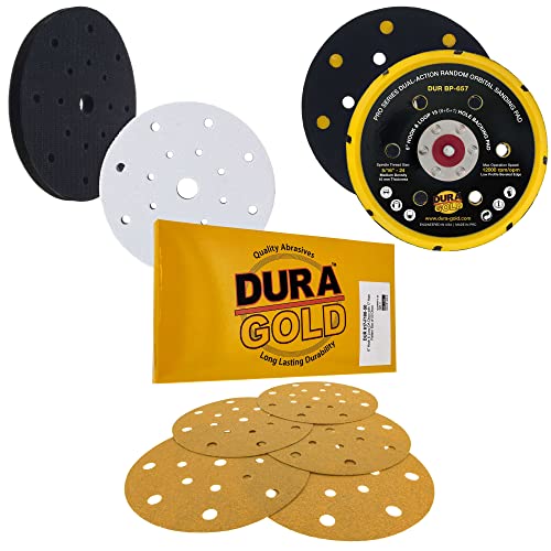 DURA -GOLD 6 Discos de lixamento - 100 grão, gancho e loop da placa de apoio e interface de densidade suave