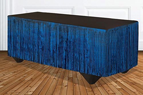 Fórum Novelies Party Supplies Tinsel Fringe Table Skirt, 144 x 29, azul