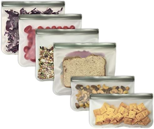 Coloque sacos de armazenamento transparentes reutilizáveis ​​planos, conjunto de 6, por melhores produtos de cozinha, com fechamento