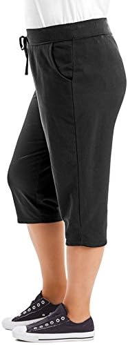 Apenas o meu tamanho feminino craques de moletom, Terry Capris francês com bolsos, calças de moletom de bolso Capri do JMS Capri