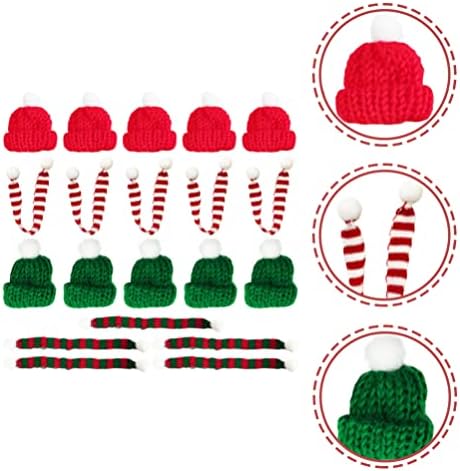 IPETBOOM PLANT Decor 20pcs Mini chapéu para artesanato chapéu de malha de natal e cachecol de lã verde de malha verde para bonecas