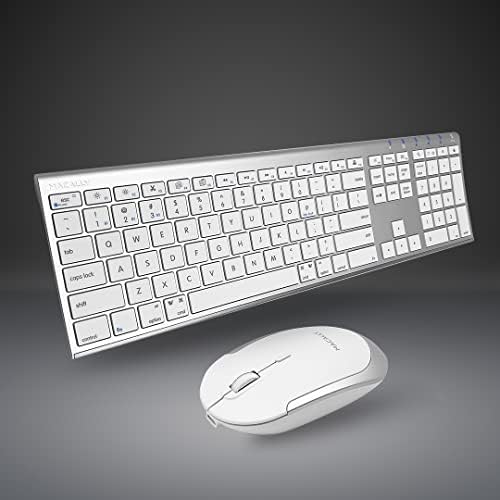 Macally Premium Bluetooth Teclado e Mouse para Mac - Multi dispositivo - Mac -teclado sem fio MAC e mouse combinar - Mouse de teclado Bluetooth Slim para MacBook e IMAC - Silver