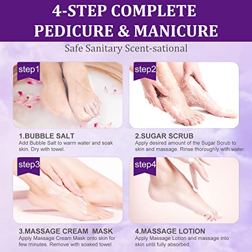 Berço de pé, pedicure de spa de pé com sal de banho, creme para os pés, esfoliação a pé, cuidados com os pés esfoliantes em