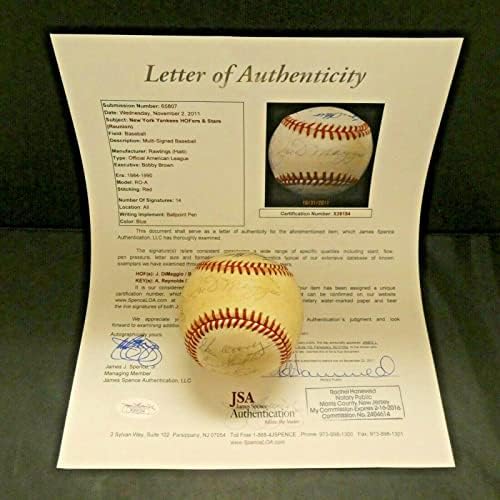Joe DiMaggio Dickey Slaughter Mize Lopat Keller assinou beisebol Full JSA Letter - Bolalls autografados