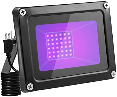 30W LED UV Black Light, Black Lights for Glow Party, Blacklight Flood Light com Switch/5ft Cord US Plug, Comprimento