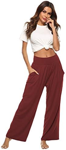 ZJCT Womens Yoga Sweatpants confortáveis ​​calças de corredores de salão de pernas largas e casuais com bolsos