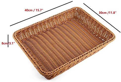 Cesta de pão de vime pão de vime tecido retangular cesto cesta de cozinha caixa de pão caixa de frutas bandejas de brejas caixas de armazenamento decoração de casa de 16 polegadas de 16 polegadas