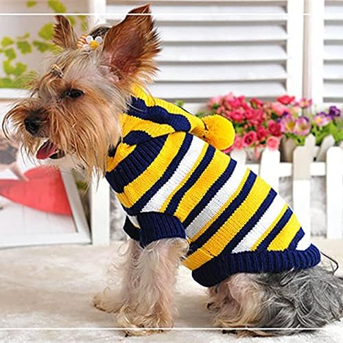 Roupas de estimação para cães médios roupas de cachorro de verão molhas de pelúcia outono de inverno listrado traje filhote de cachorro gato com chapéu