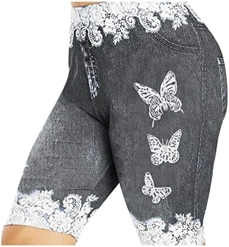 Mulheres verão shorts casuais de jeans feminino plus size skinny butterfly imprimir jeggings casuais shorts jeans jeans faux