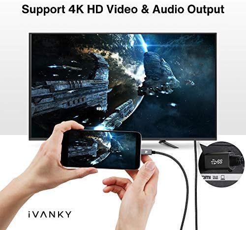 IVANKY 100W USB C para USB C CABO [20 Gbps], cabo USB C 3.2 Gen 2x2 com carga rápida de PD e saída de vídeo em 4K
