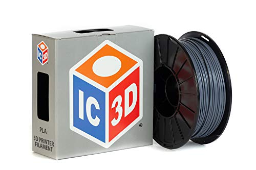 IC3D Grey 2,85mm PLA 3D Filamento - 1kg Spool - Precisão dimensional +/- 0,05mm - Filamento de impressão 3D de grau profissional 3D - Feito nos EUA