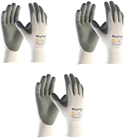 G-TEK 34-800 Maxifoam Premium Foam Nitrile Concled Glove com palmeira e dedos revestidos. Branco cinzento