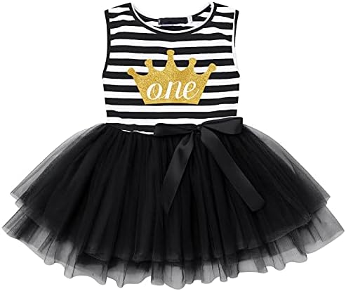 Meninas coroa princesa listrada 1/2º aniversário bolo de tule tulle tutu vestido para crianças roupas infantis