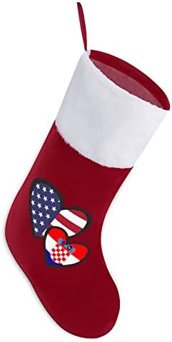 Corações interligadas American Croatia Flag personalizada Staque de Natal Casa de Natal Tree lareira Decorações penduradas