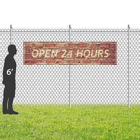 CGSignLab | Aberto 24 horas -Banner de vinil de malha ao ar livre de tijolos e vidros com idosos de Gestão. 8'x2 '