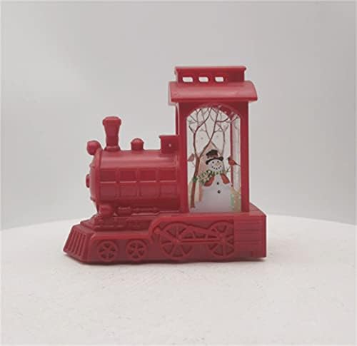 Lanterna de neve de natal Trem de lanterna com água Glitter em turbilhão, Musical e iluminado Timer de 6 horas Caixa de música movida e operada por bateria para decoração de Natal e presente, cena do boneco de neve, vermelho