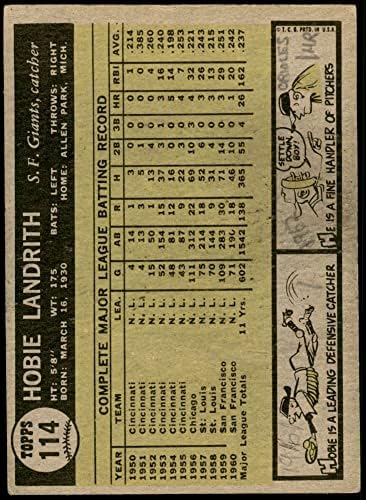 1961 Topps 114 Hobie Landrith San Francisco Giants Good Giants