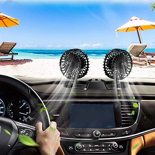 Dealpeak USB Carregamento de carro duplo fã portátil de 360 ​​graus de resfriamento de rotação para o escritório em casa veículos RVs Van SUV Boat Van SUV