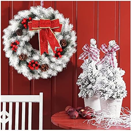 Adore a grinalda de natal de Natal de 16 polegadas com 40 luzes LED - Winter Prelit Christmas Wreath com cabide de metal Pines Red Bow - Decorações de Natal Wreath 11.13