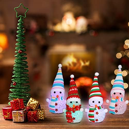 4 peças led de bonecos de neve led de cor pequena alteração em bonecos de neve decoração decoração de Natal decorações internas