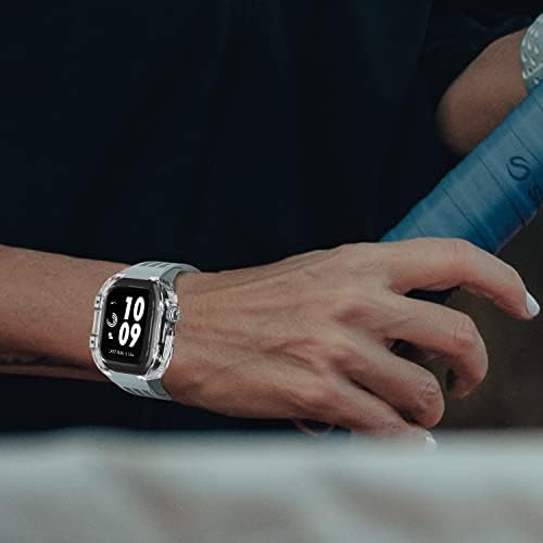 Cinta de moldura transparente HKIDKK para a banda Apple Watch 44mm 45mm Urban Sports Sports for iwatch Serie S4 S6 SE S7
