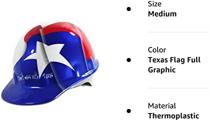 Segurança dos produtos de segurança Honeywell por supereight timerplástico de capacete de tampa com suspensão de catraca de 8 pontos, bandeira do Texas Full Graphic