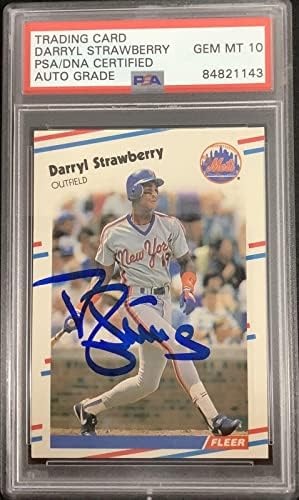 Darryl Strawberry assinado 1988 Fleer #151 Cartão de beisebol PSA/DNA Auto Gem 10 Mets - Baseball Slabbed Cartis autografados