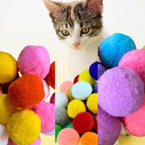 Bolas de Pom Pom Pom Pom Pom para Kittens - Cores leves, interativas e variadas - Bolas de brinquedos de pelúcia para treinamento