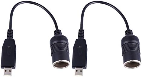 Wakauto USB a 12V Cigarte Cigarette Socket Feminino Feminino Conversor de inversor de cabo, 2 PCs Adaptador de isqueiro USB para isqueiros