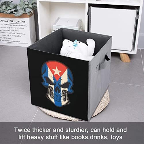 Cuba Flag Skull Bins de armazenamento colapsível Cubos Organizador de tecidos de tecido de tecido inserta gavetas de