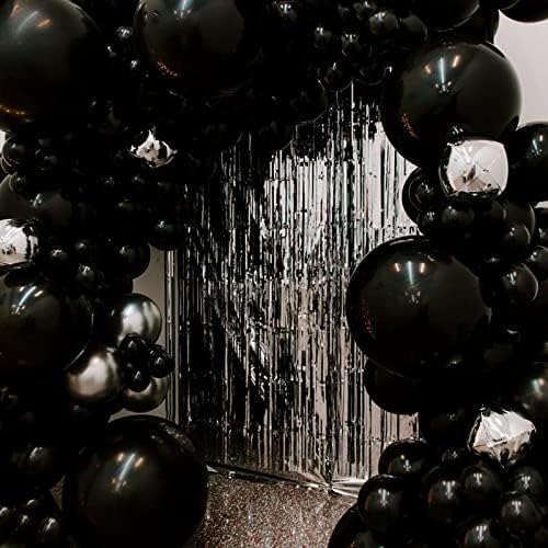Balões pretos do Partywoo, 50 PCs Balões pretos foscos de 5 polegadas, balões de látex para arco de guirlanda de balão como decorações de festa, decorações de aniversário, decorações de casamento, decorações de festa de aposentadoria