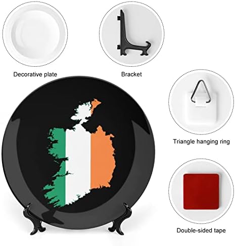 Mapa de bandeira da Irlanda Placa decorativa de osso vintage com exibição Cute Plate Gift Home Decor
