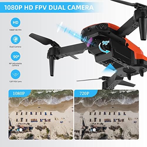 Drones fdwyty para crianças, mini drone com câmera dupla de 1080p HD FPV com altitude, modo sem cabeça, movimentos 3D,