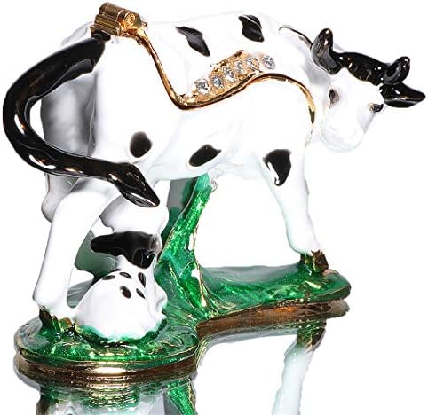 Waltz & F Mother Cow e bezerro Jófes Caixa de bugigangas Pinco de mão de arco de mão pintada de anel Decoração em casa