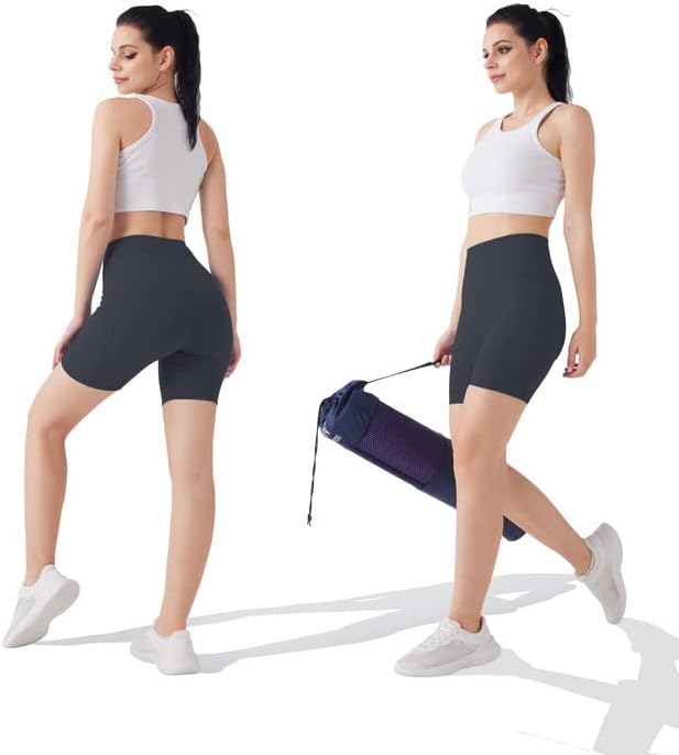 Iogafree feminino shorts de motonete de ioga shorts de treino de cintura alta 8 vias de barriga de barriga de barriga