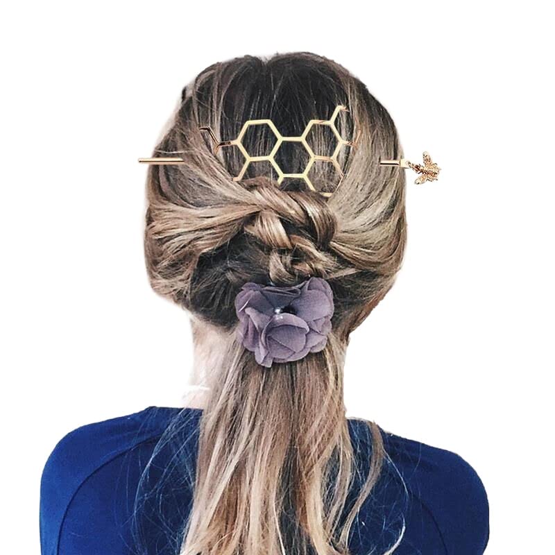 Honeycomb Twist Hair Bun Clip Fashion Comnte Acessórios para cabelos Acessórios de cabelo dourados Acessórios poligonais