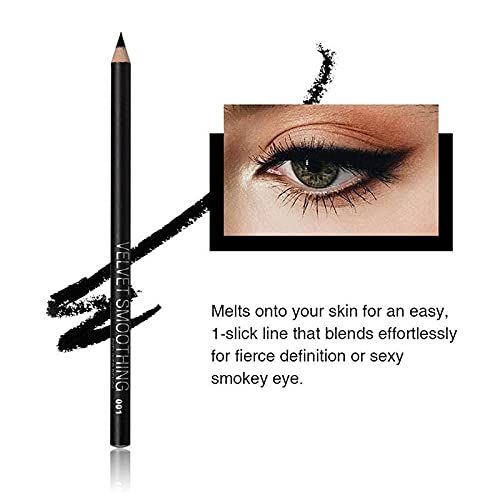 Yiylunneo 12pcs/lot talineador preto impermeável preto espliquetar o lenço de olho portátil Lápis liso de maquiagem fácil de