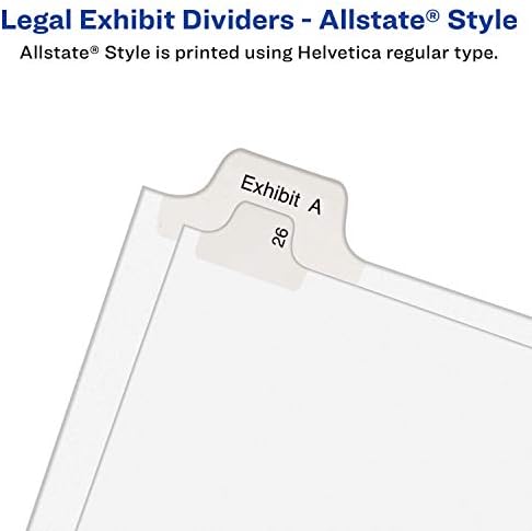 Avery Individual Legal Exhibit Divishers, Allstate Style, 35, guia lateral, 8,5 x 11 polegadas, pacote de 25