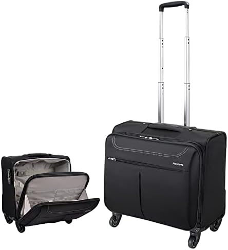 Hanke Softside Carringa de bagagem, mala quadrada de 16 polegadas com rodas giratórias saco de bagagem rolando para homens, preto