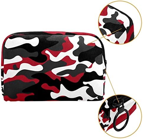 Bolsa de higiene pessoal, bolsa de cosméticos de maquiagem para homens, moda de camuflagem cinza vermelha