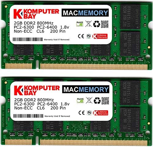 KomputerBay MacMemory Apple 4GB Kit PC2-6300 800MHz DDR2 SODIMM IMAC e MACBOOK MEMÓRIA