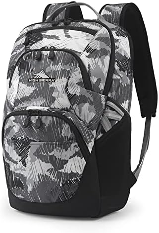 High Sierra Swoop SG Kids School Adult School Backpack Bag Bag de Viagem de Laptop com bolso de proteção contra queda e manga do tablet, rabisco camuflando