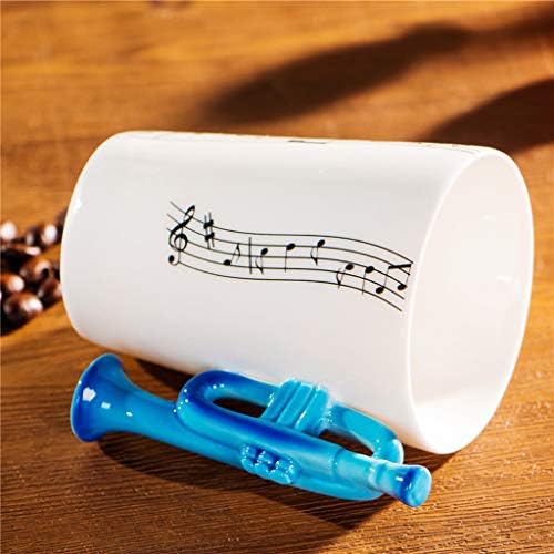 Helyzq Blue Trumpe Mush Music Note Canecas Canecas Canecas de Cerâmica Cupleta Música Copo Presentes de Caneca