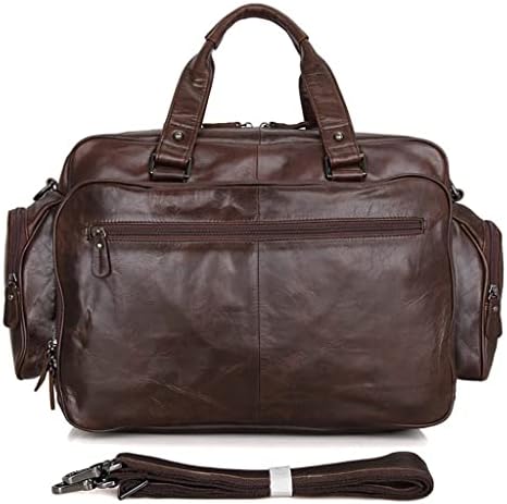 Jieseing Saco de viagem funcional masculino bolsa de couro para negócios casual laptop saco de ombro bolsa