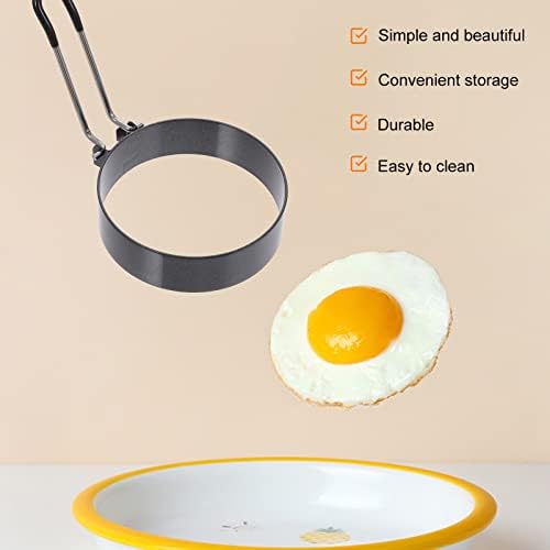 SOLustre 2pcs anel de ovo sem bastão redondo panela de ovo fritora Friding Egg Moldes de ovo redondo o ovo de aço inoxidável círculos