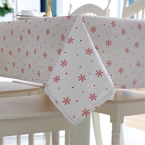 Toca de mesa de mesa de linho de linho de algodão Tarinhas de flocos de neve Máquina lavável Xmas vermelho/branco Tabela de jantar impressa