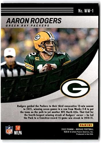 2022 Panini Mosaic Will Will to Winn 1 Aaron Rodgers Green Bay Packers NFL Football Trading Card
